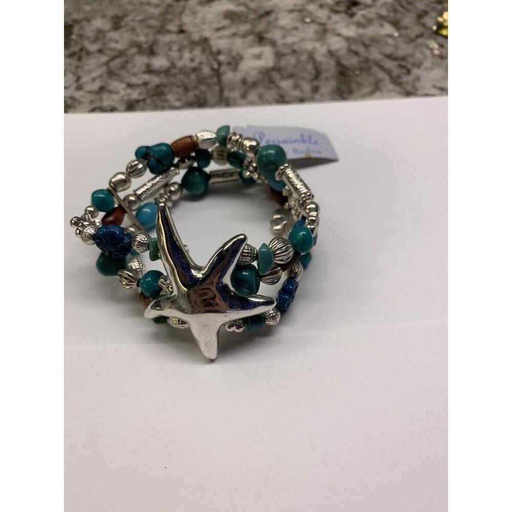 Periwinkle By Barlow Silver Tone Starfish Costume Bracelet NWT $19 Please Read